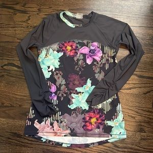 Calia Long Sleeve Swim Shirt - Cover Up - Floral - Ruched Sleeves - Sun Shirt
